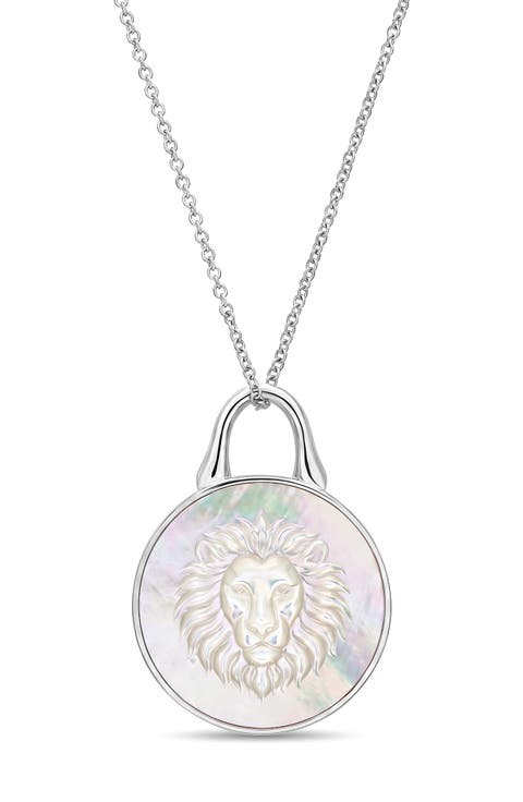 TreasureLock Lion Pendant in Sterling Silver and Mother-of-Pearl – 19mm