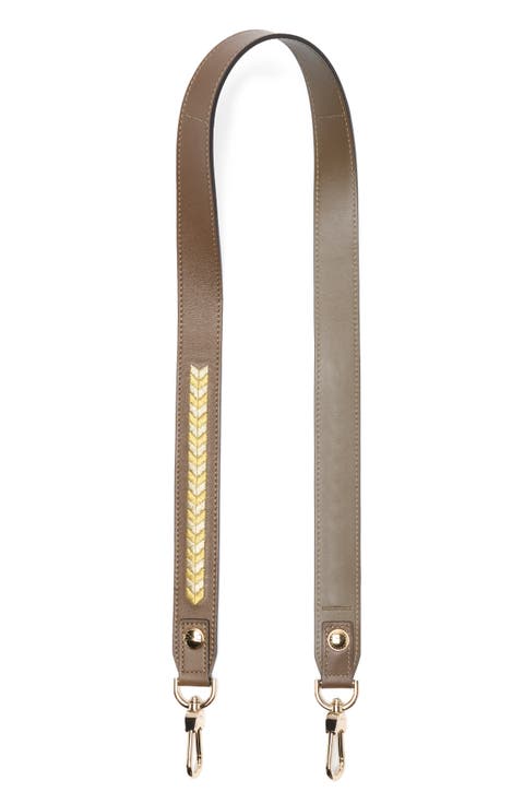 Metallic Embroidered Leather Shoulder Strap