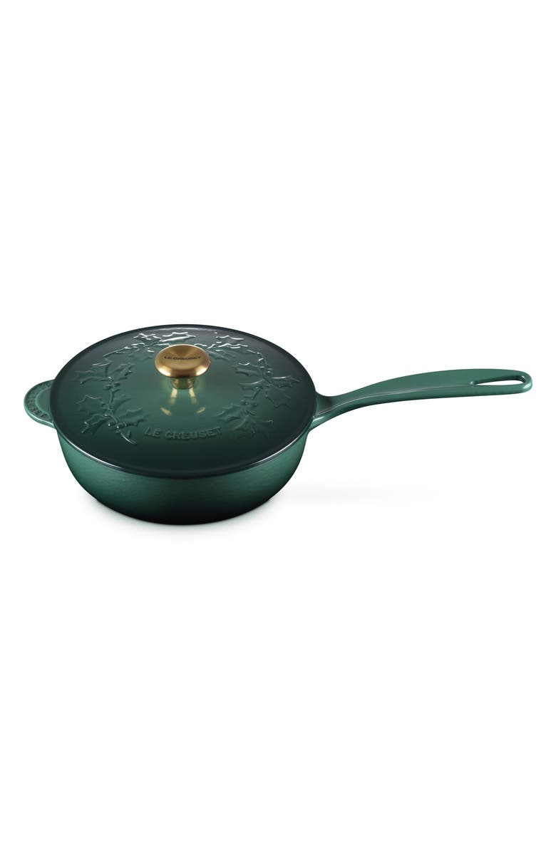 Le Creuset Holly Collection Traditional 2.25-Quart Saucier with Lid, Main, color, Artichaut