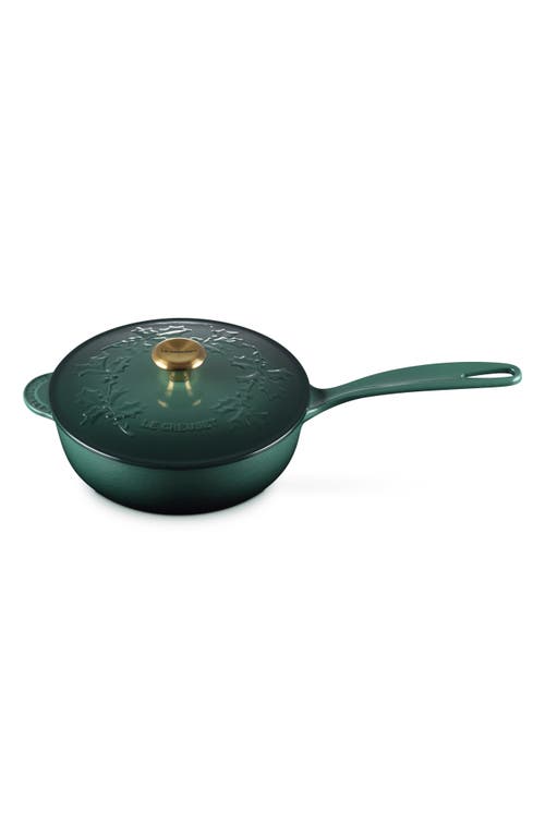 Le Creuset Holly Collection Traditional 2.25-Quart Saucier with Lid in Artichaut 