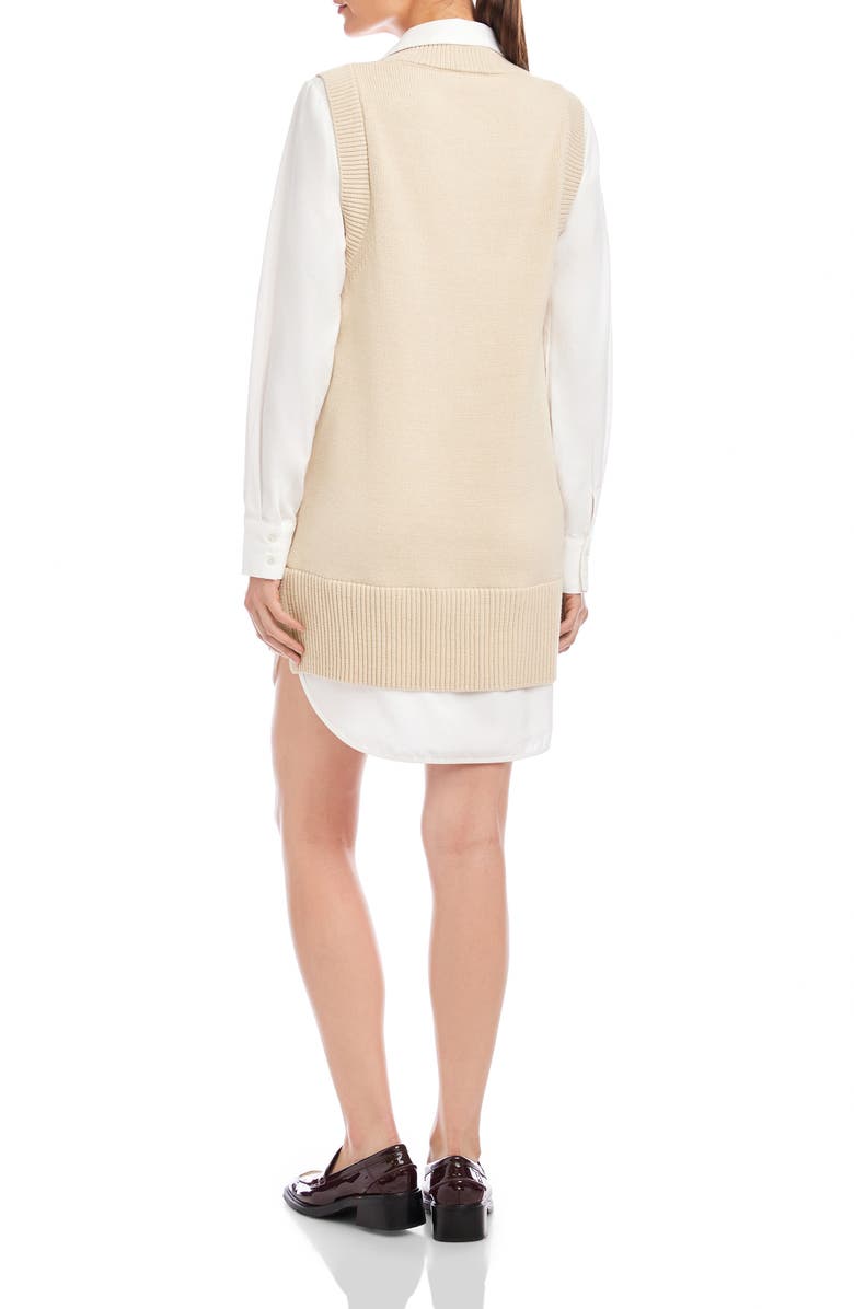 FIFTEEN TWENTY Elora Long Sleeve Mixed Media Dress, Alternate, color, Oatmeal