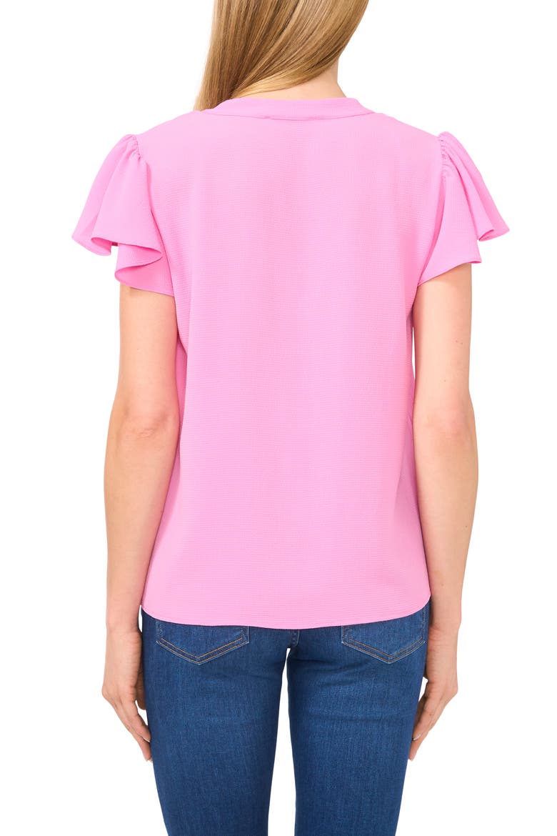 Flutter Sleeve V-Neck Top, Alternate, color, BRIGHT PEONY