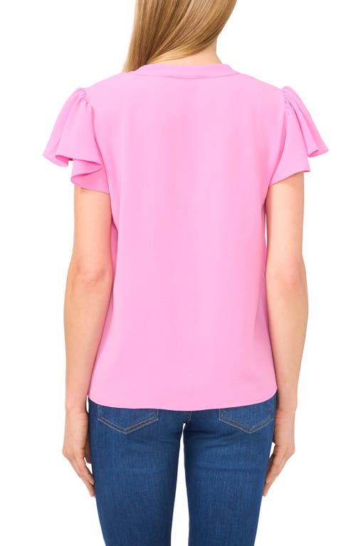 Cece Split Neck Flutter Sleeve Top