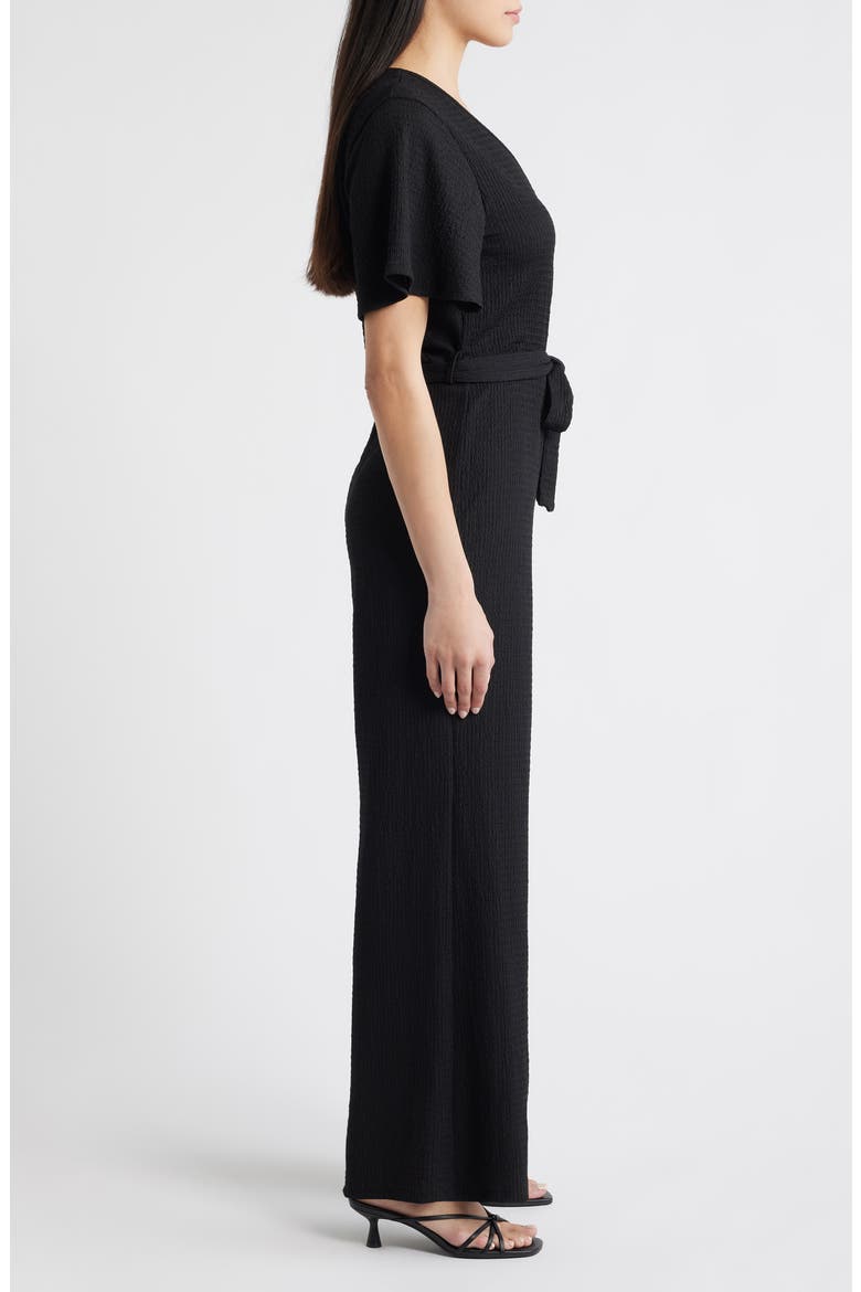 Flutter Sleeve Textured Jumpsuit, Alternate, color, BLACK