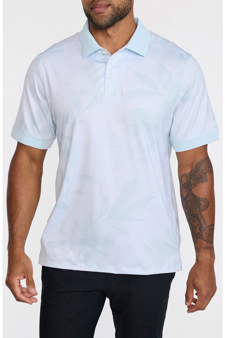 Ridge Gradient Leaf Print Performance Golf Polo, Main, color, RIP THE ROUGH - BABY BLUE