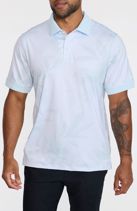 Ridge Gradient Leaf Print Performance Golf Polo