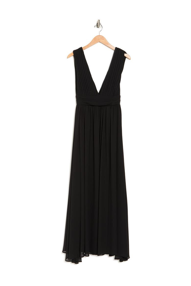 Athen Plunging V-Neck Maxi Dress, Alternate, color, BLACK