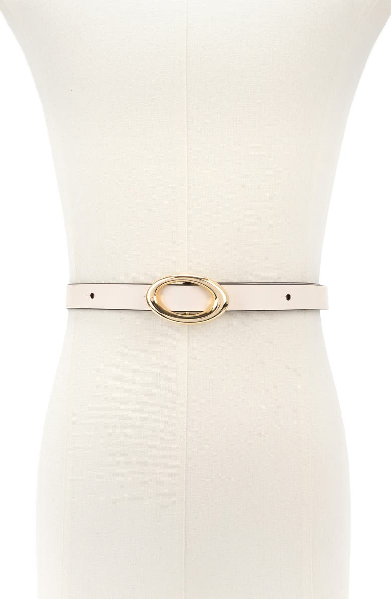 Kate Spade New York oval molten buckle leather belt, Alternate, color, Cream