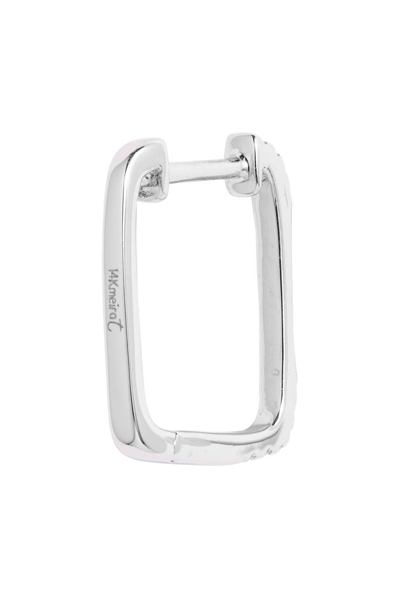 14k Gold Diamond Rectangular Hoop Earrings, Alternate, color, WHITE GOLD
