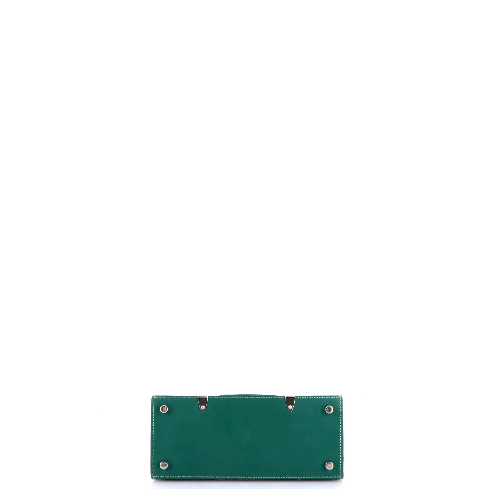 Structured Saigon Top Handle Bag Coated Canvas with Leather Mini, Alternate, color, Green