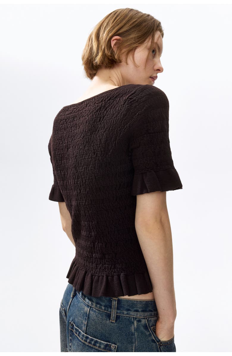 H&M Textured-knit Top, Alternate, color, Dark Brown