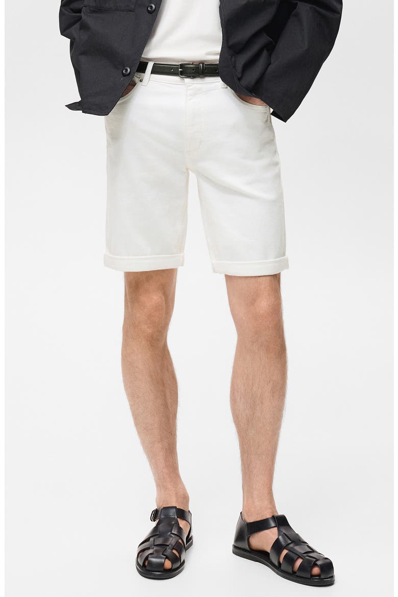 Denim Bermuda Shorts, Main, color, OFF WHITE