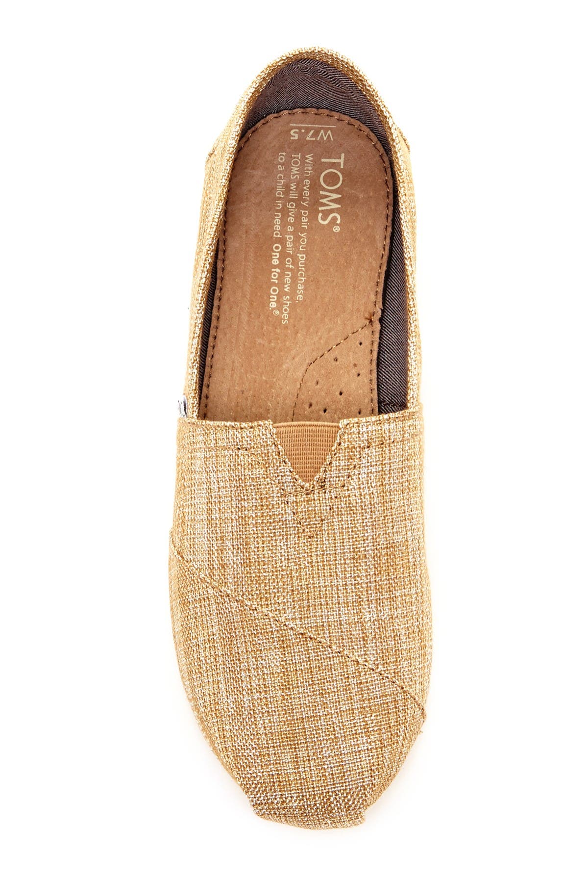 TOMS 'Classic' Metallic Burlap Slip-On, Alternate, color, 