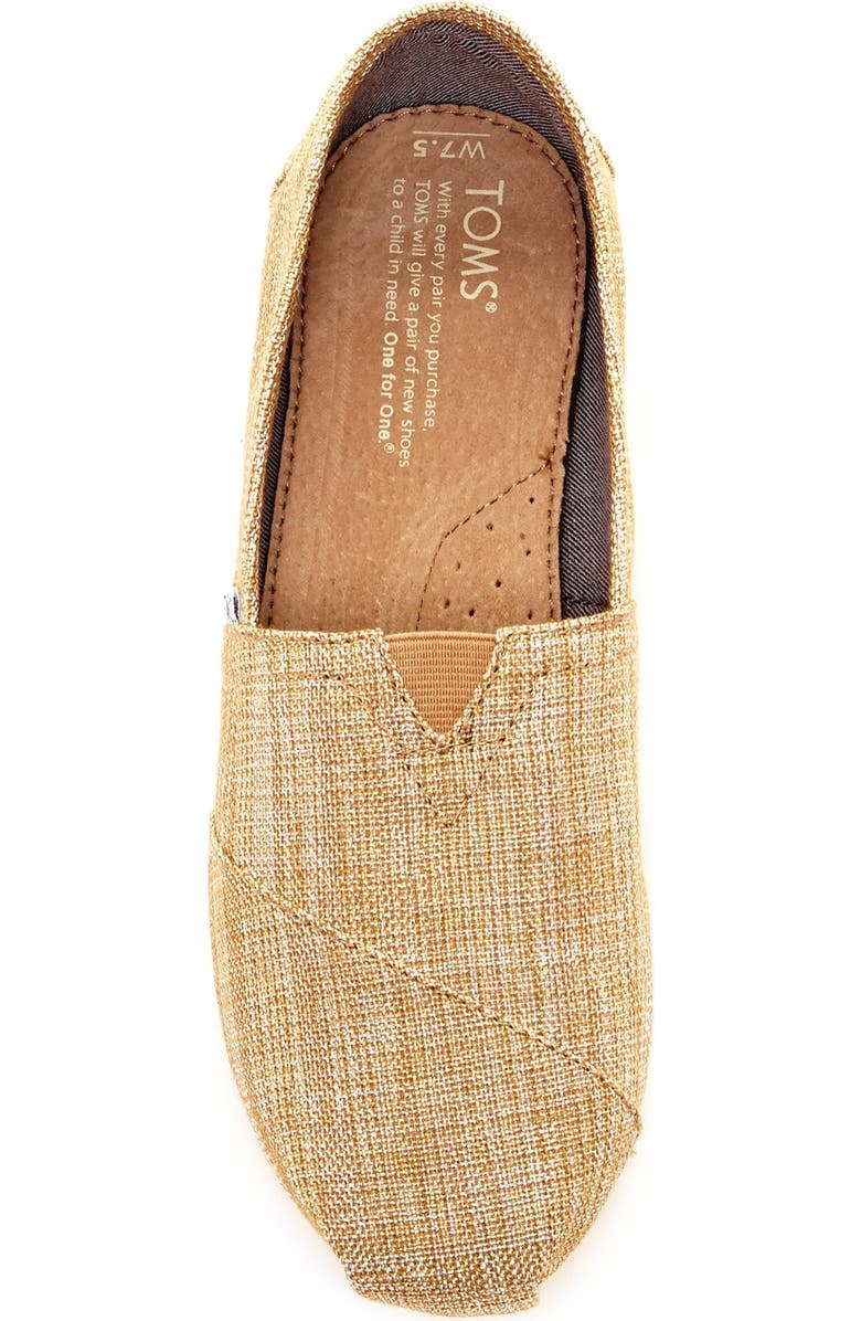 TOMS 'Classic' Metallic Burlap Slip-On, Alternate, color,