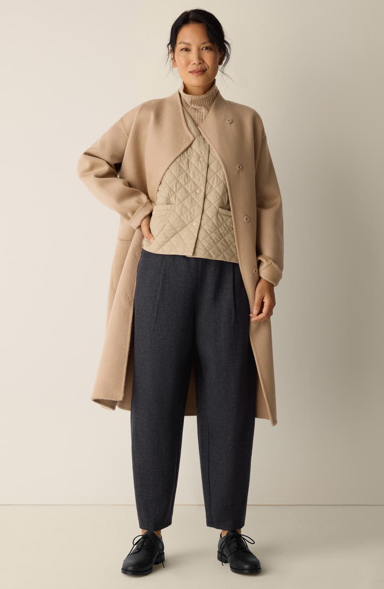 Eileen Fisher Pleated Virgin Wool Ankle Lantern Pants, Alternate, color, Charcoal