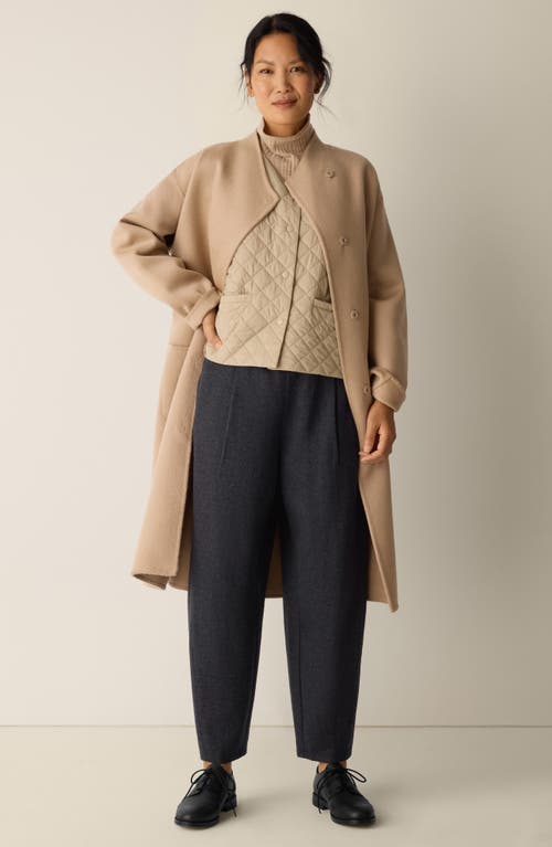 Eileen Fisher Pleated Virgin Wool Ankle Lantern Pants In Black