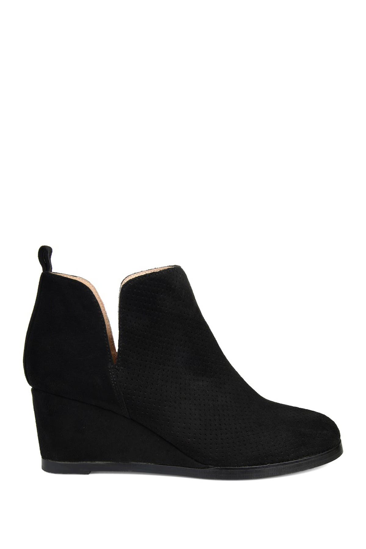 Journee Collection Mylee Perforated Wedge Bootie, Alternate, color, Black