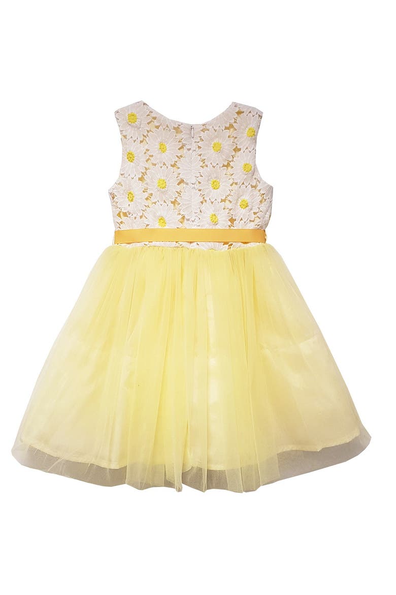 Kids' Daisy Embroidered Tulle Dress, Alternate, color, YELLOW