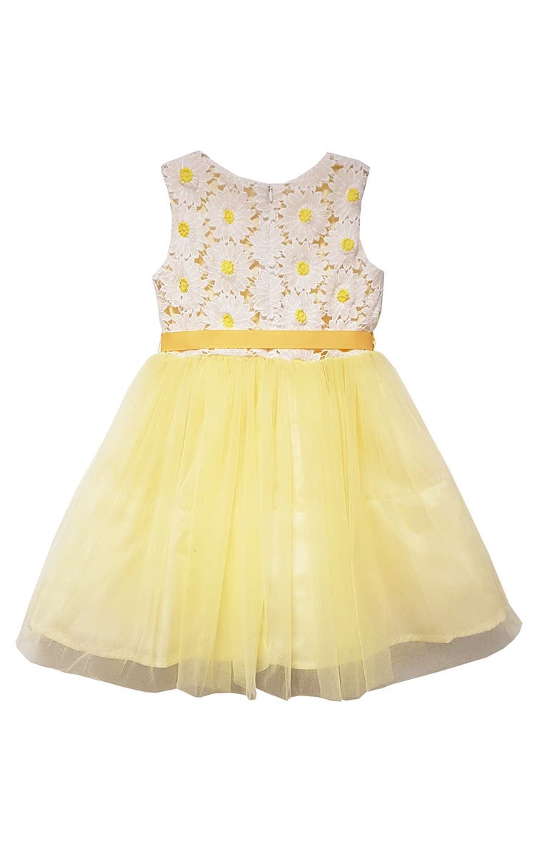 JOE-ELLA Kids' Daisy Embroidered Tulle Dress, Alternate, color, Yellow