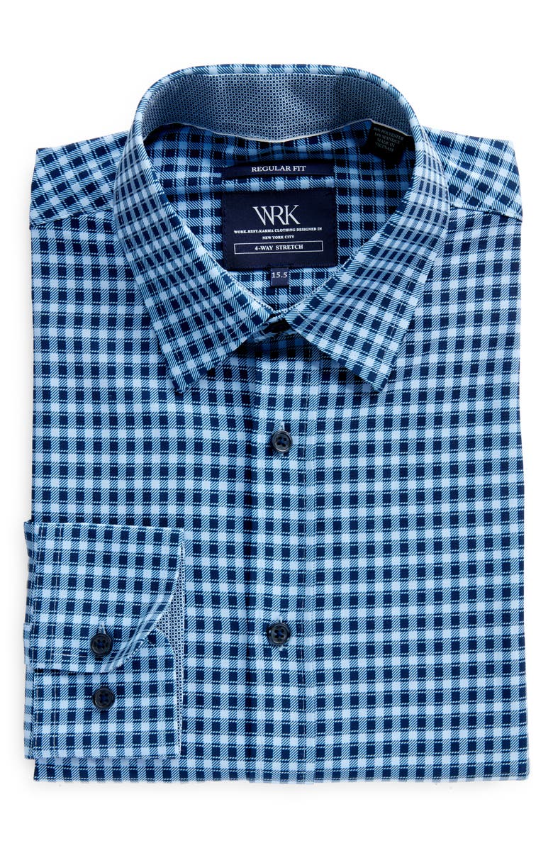 W.R.K Regular Fit Mosaic Gingham Stretch Performance Dress Shirt, Alternate, color,