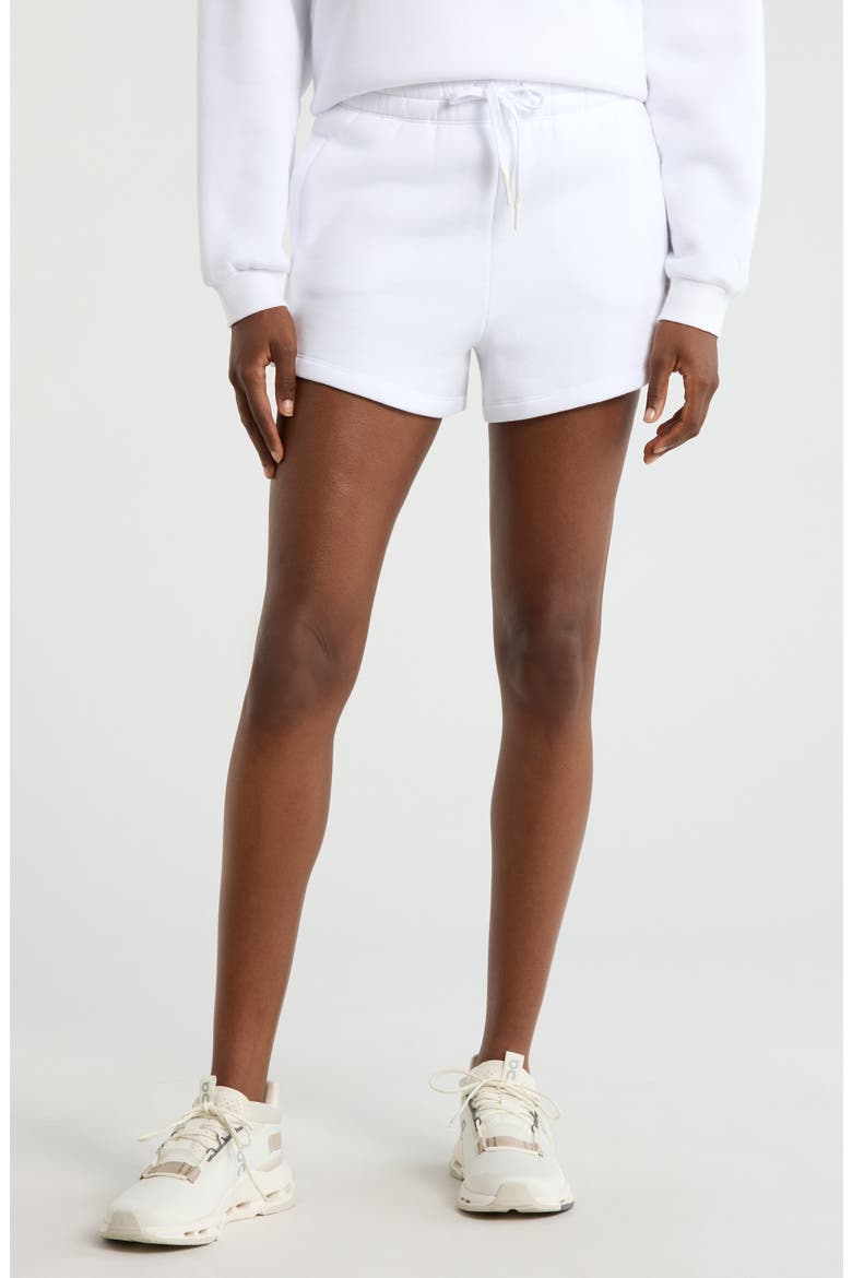 Luxe Fleece Sweat Shorts, Main, color, BRILLIANT WHITE