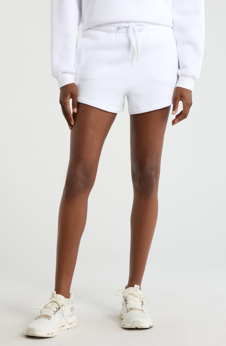 MPG Luxe Fleece Sweat Shorts, Main, color, Brilliant White