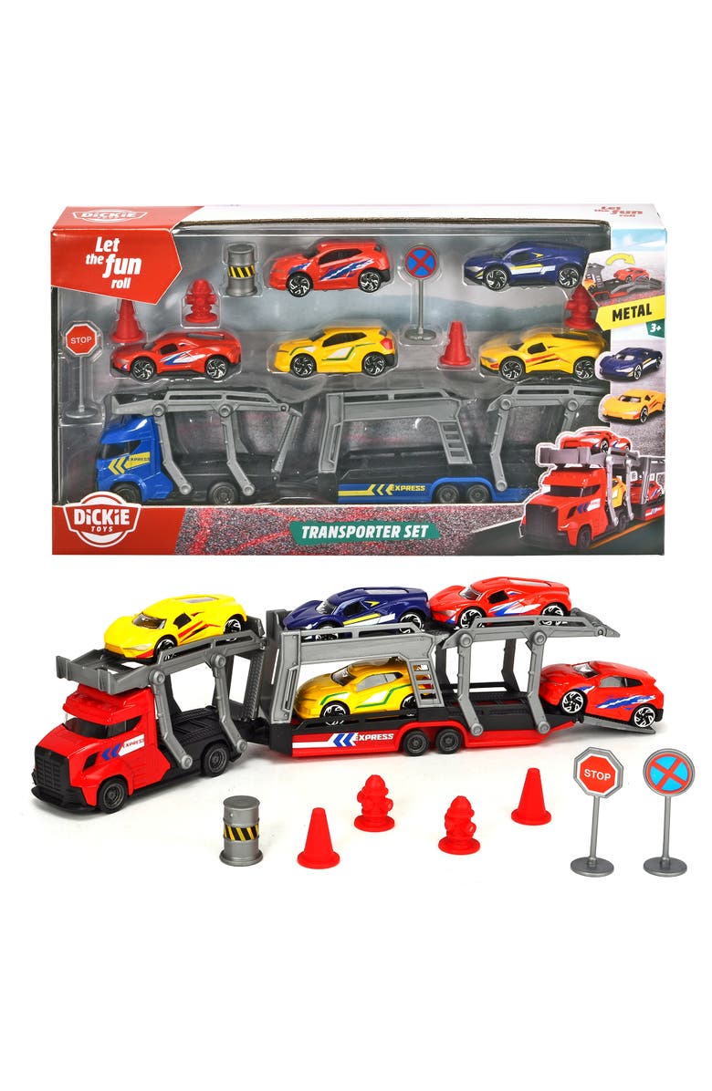 Dickie Toys HK Ltd Transporter Set With 5 Diecast Cars, Alternate, color, 