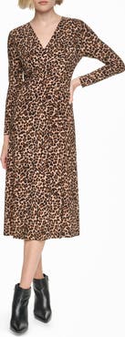 DKNY Long Sleeve Midi Dress