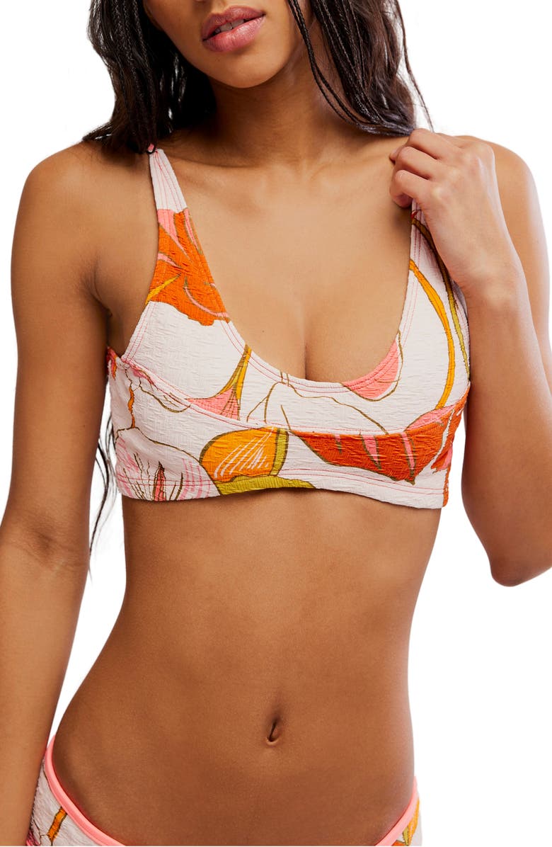 free-est by Free People Printed Farrah Bralette Bikini Top, Main, color, Pura Vida Blush
