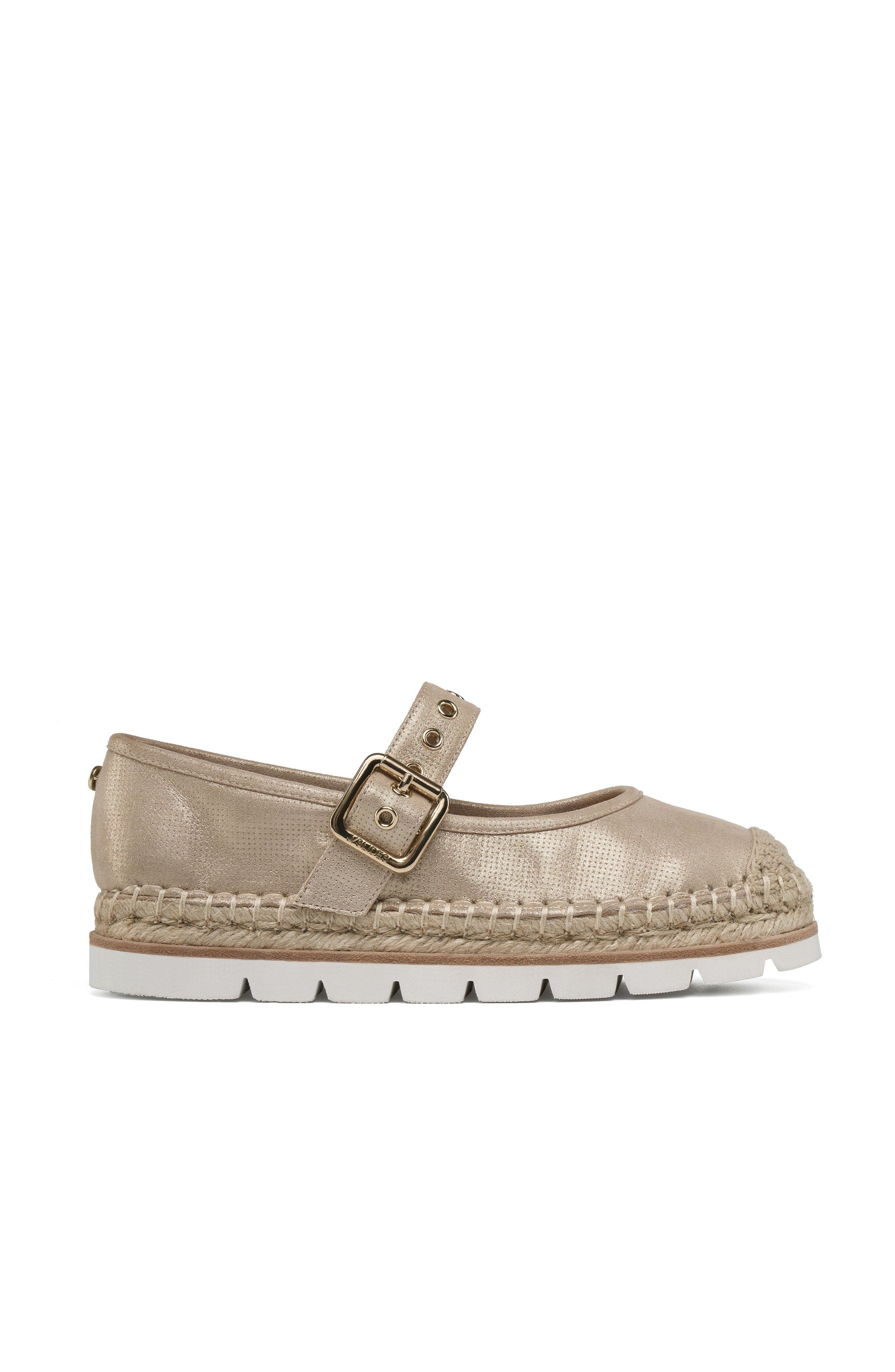JSlides Footwear Beatrice Leather Espadrille, Alternate, color, Gold