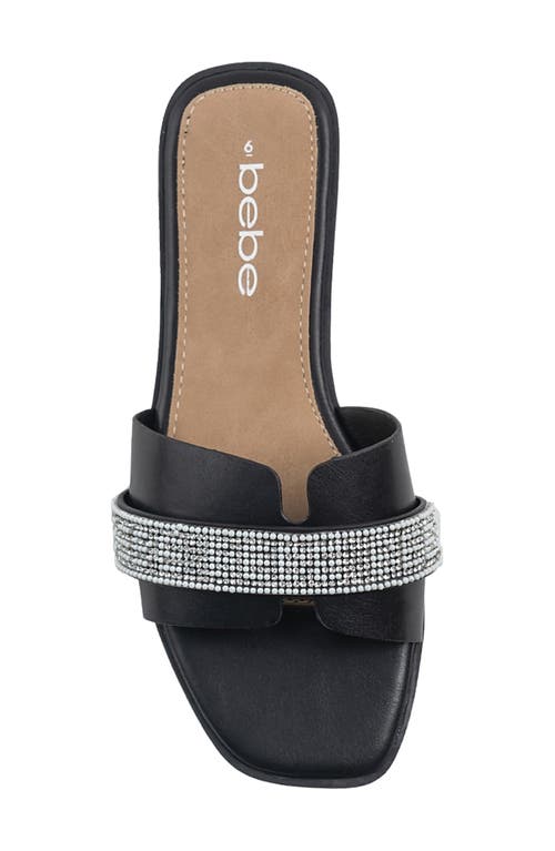Bebe Rhinestone Slide Sandal In Black/white