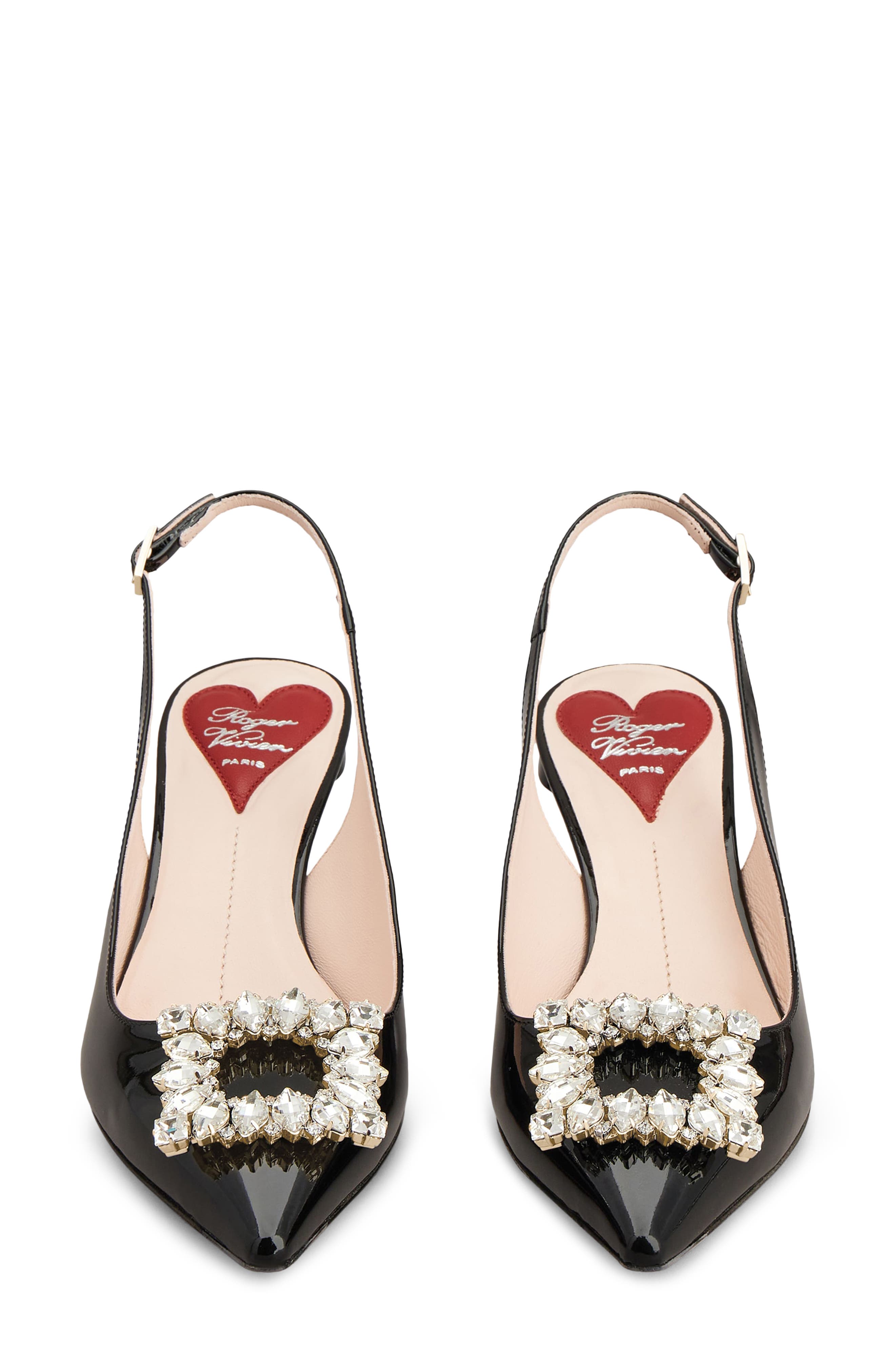 Roger Vivier Virgule Pointed Toe Slingback Pump, Alternate, color, Nero