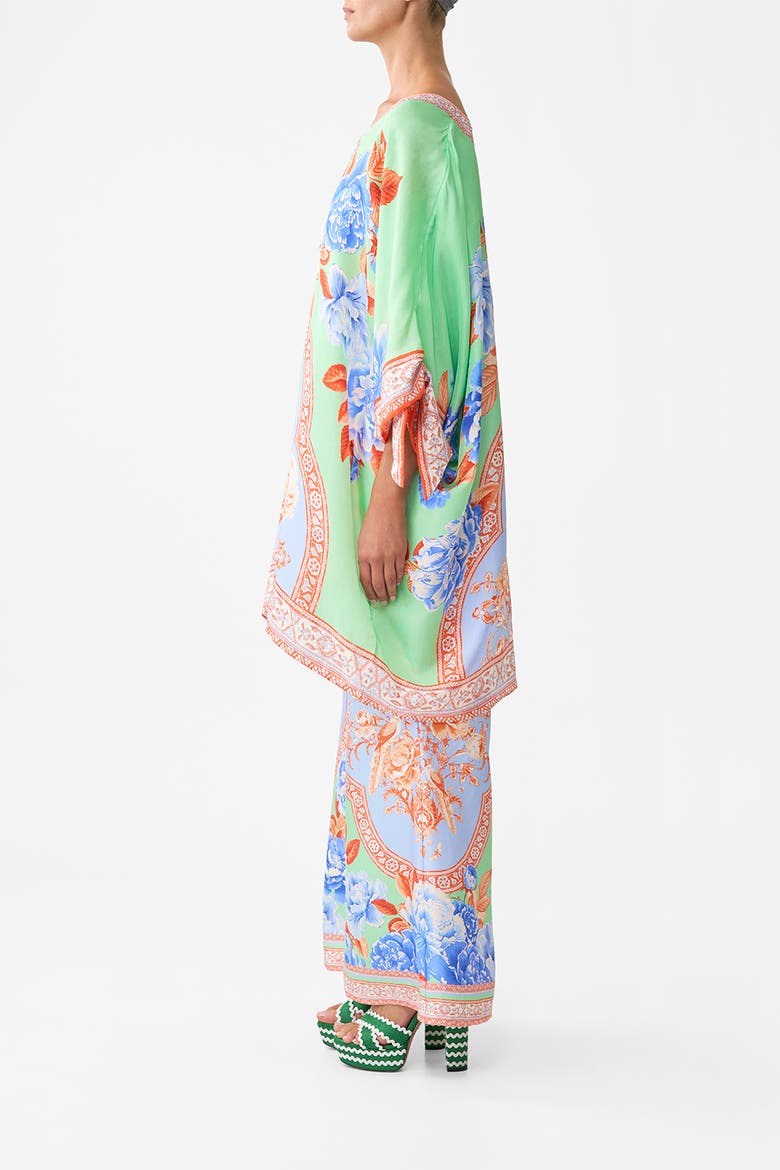 Tie Sleeve Short V Neck Kaftan Topkapi Pop, Alternate, color, Topkapi Pop