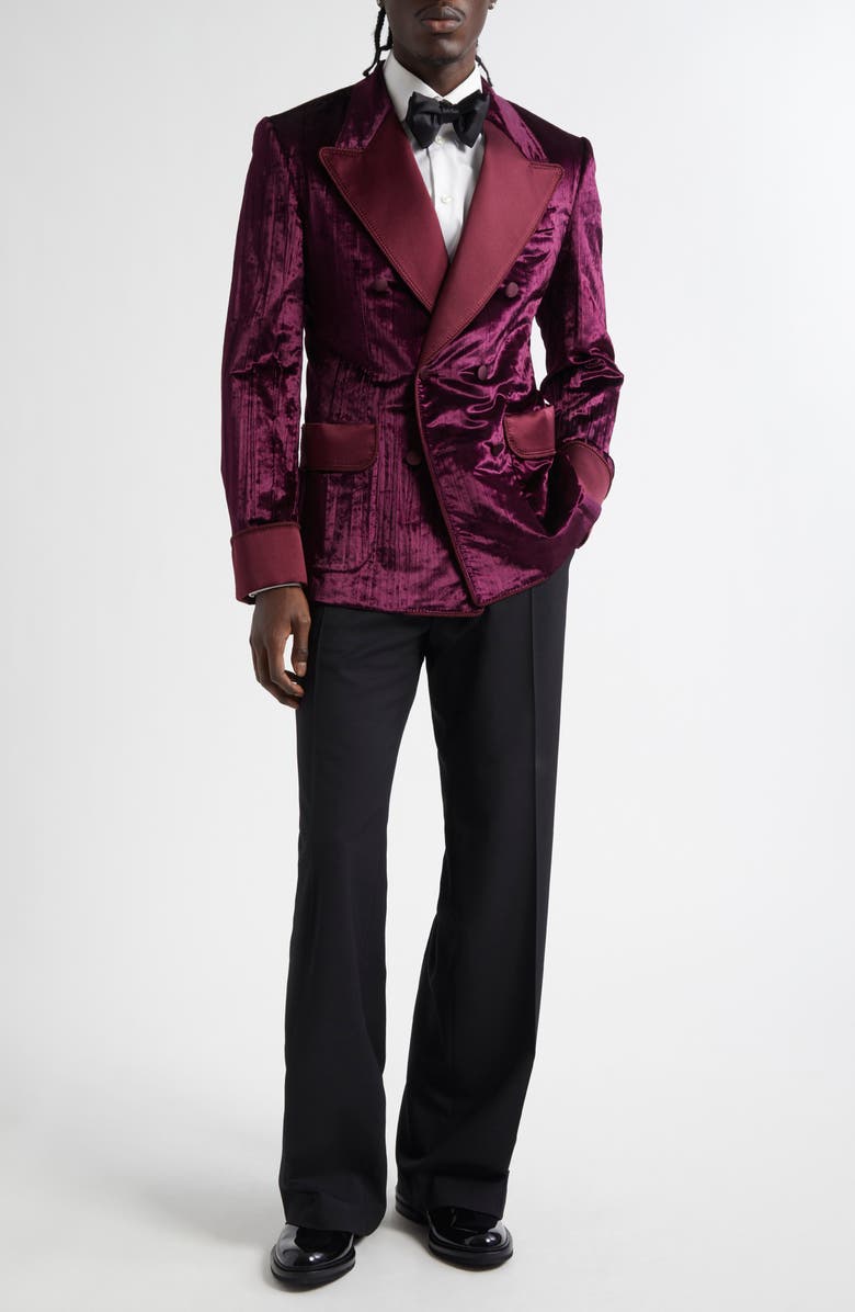 Dolce&Gabbana Double Breasted Velvet Jacket, Alternate, color, F0130 Melanzana Scurissimo