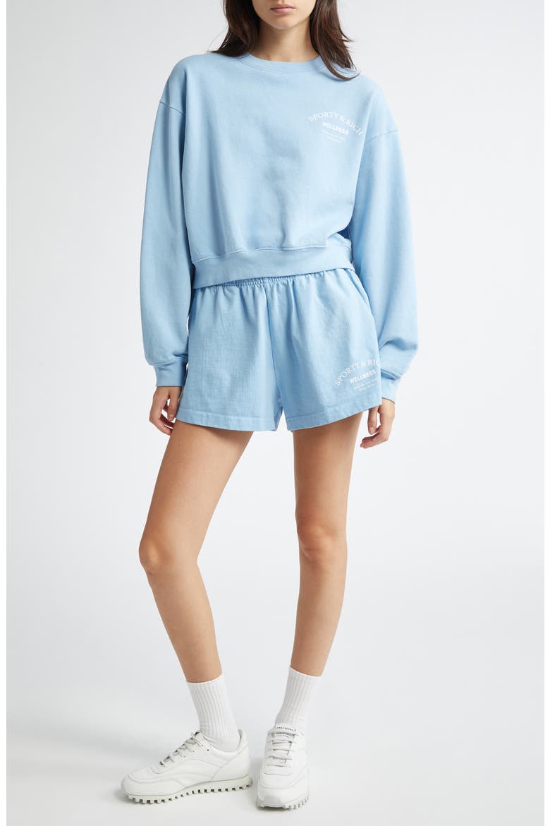 Wellness Studio Crop Cotton Sweatshirt, Alternate, color, SKY BLUE