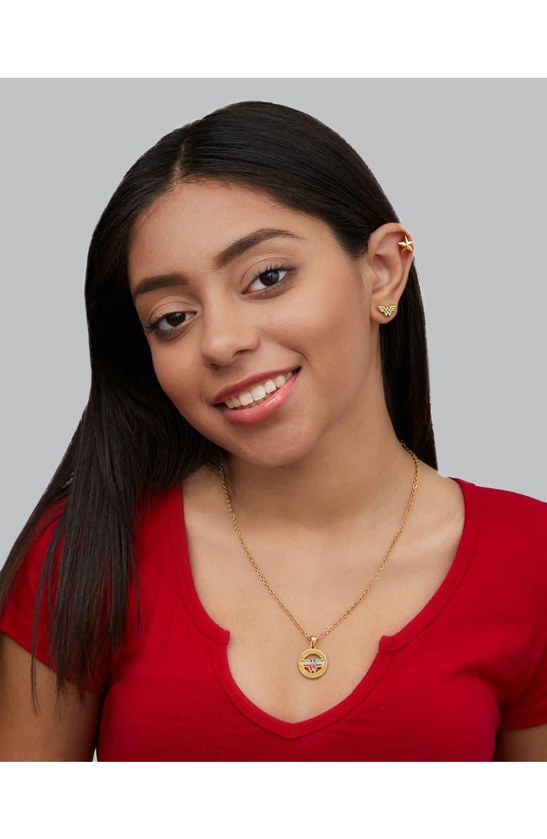 DC Comics Wonder Woman Stud Earrings Set, 3 Pairs, Alternate, color, Gold-Tone