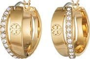 Tory Burch Icon Pavé Double Hoop Earrings