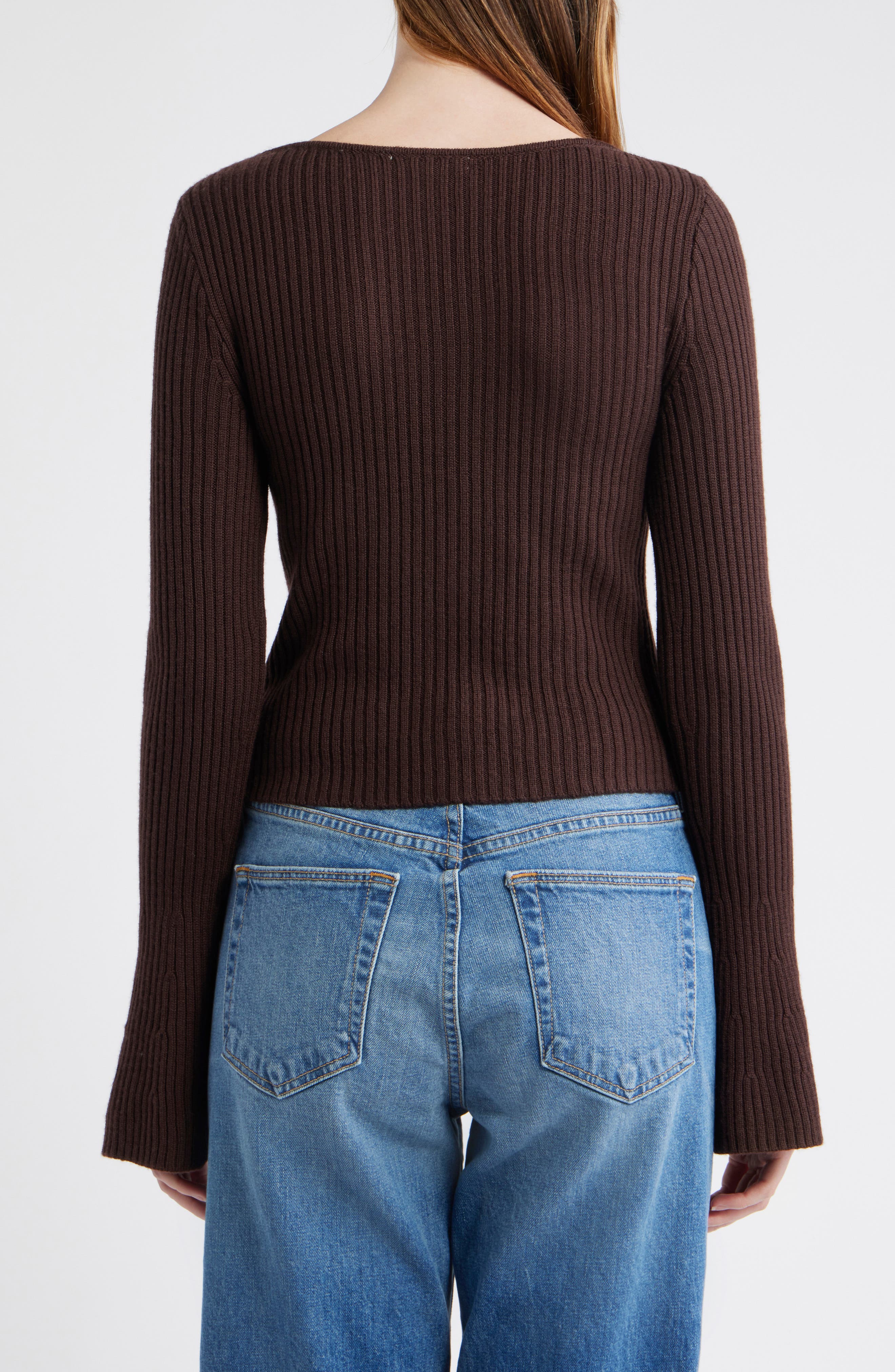 V-Neck Wool Rib Sweater Top - image 2
