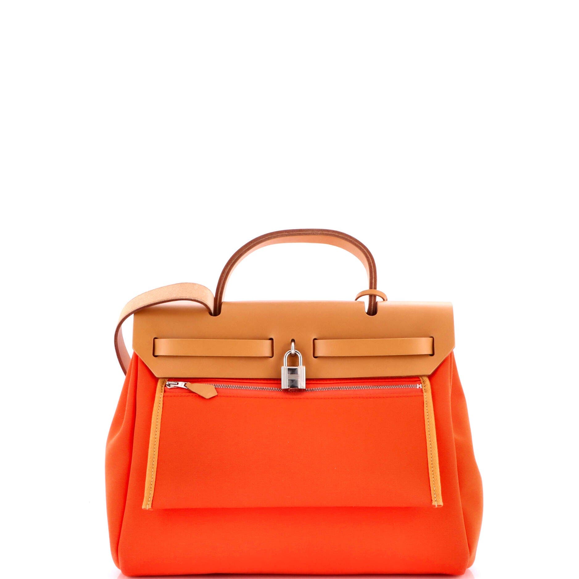 Pre-Owned Hermes Herbag Zip Leather and Toile 31, Alternate, color, Mecano