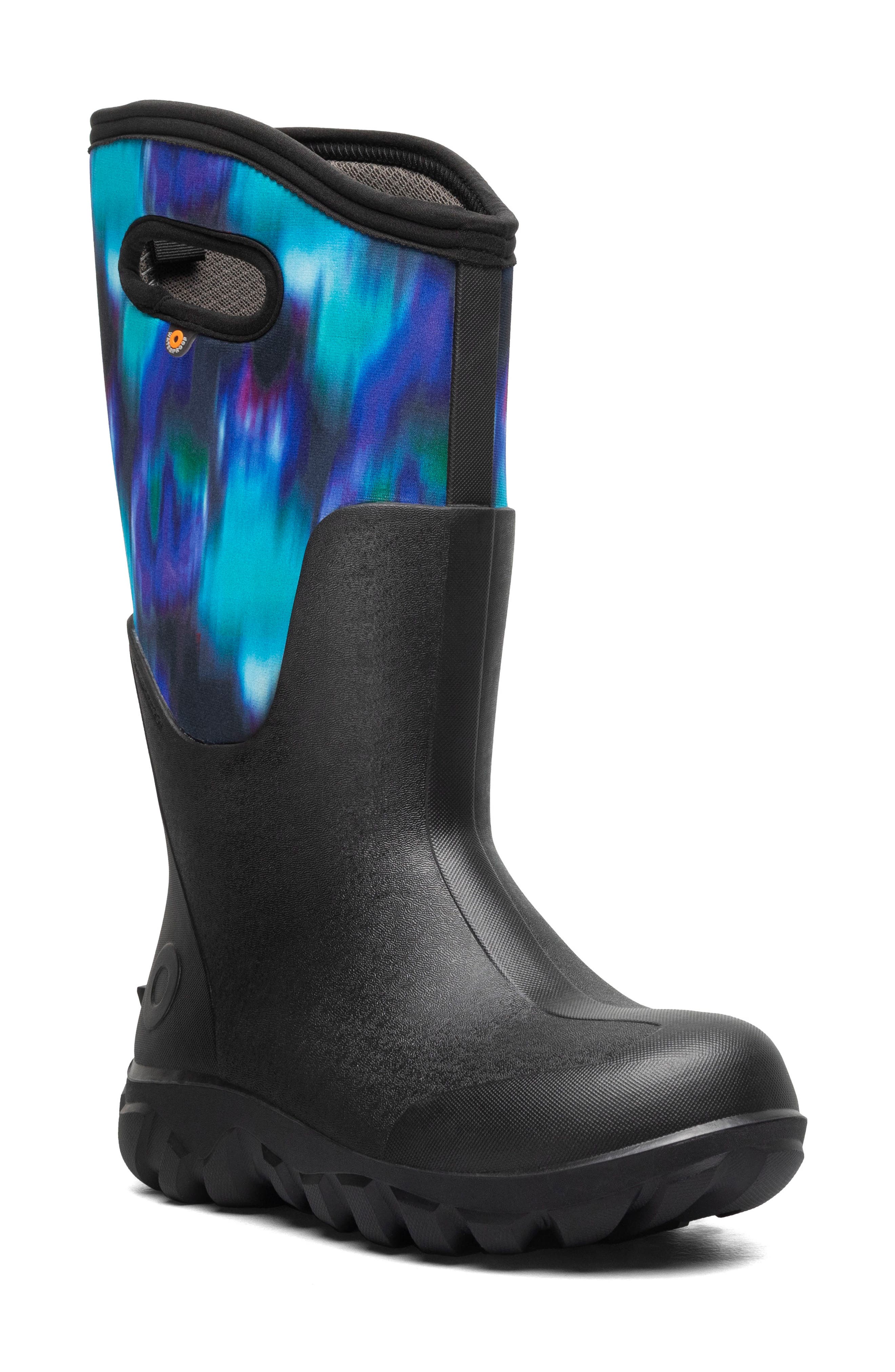 Bogs Classic Seamless Tall Rain Boot, Main, color, Black/ Blue Multi