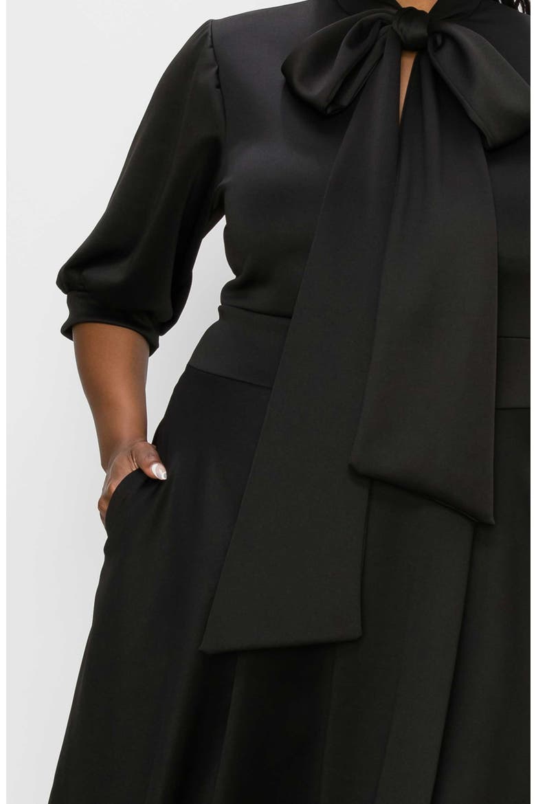 Carina Donna Fit & Flare Midi Dress, Alternate, color, BLACK