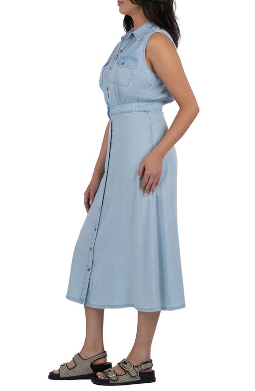 Kut From The Kloth Dorothy Sleeveless Chambray Midi Shirtdress In Blue