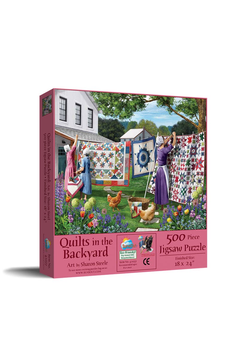 Sunsout Quilts in the Backyard 500 piece Jigsaw Puzzle for Adults, Main, color,