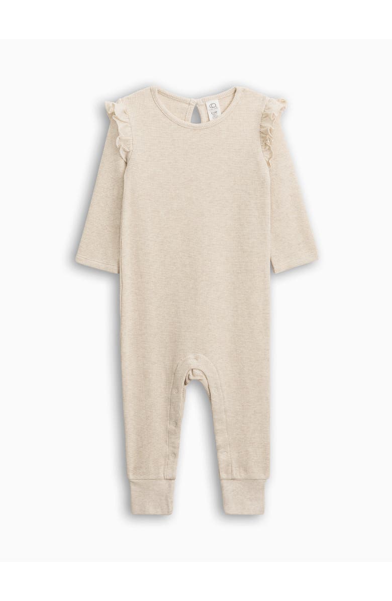 Kendi Mila Waffle Knit Flutter Romper, Main, color, Heather Oat