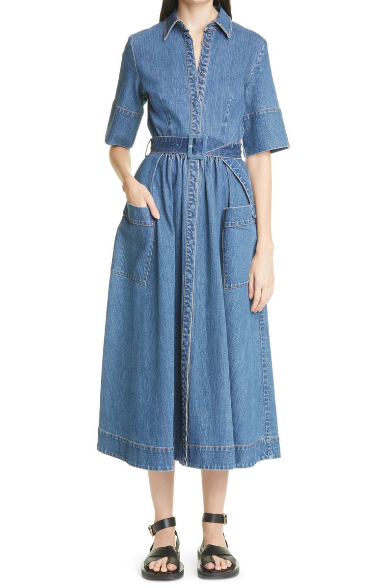 CO Paneled Cotton Denim Shirtdress, Alternate, color, 