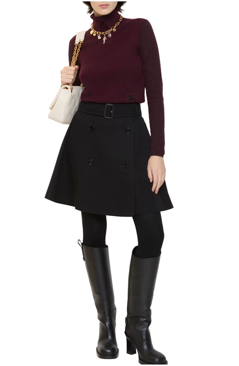 Burberry Gabardine Trench Mini Skirt, Main, color, Black