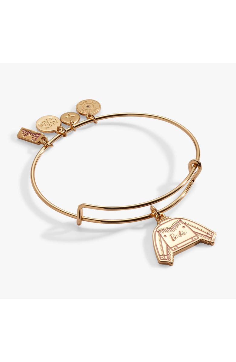Alex and Ani Barbie Western Jacket Charm Bangle Bracelet, Main, color, Gold