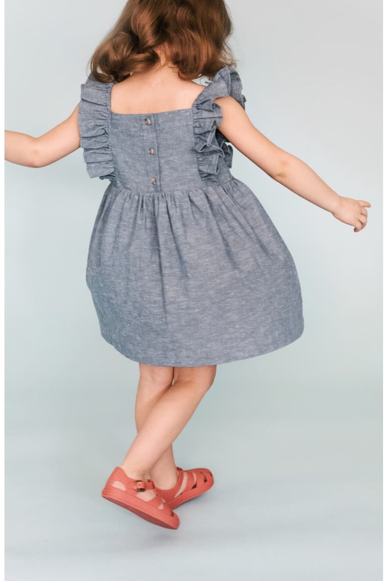Kids' Flutter Sleeve Chambray Dress, Alternate, color, CHAMBRAY