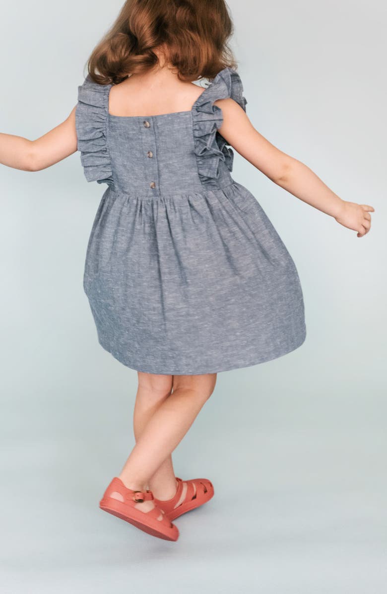 Pehr Kids' Flutter Sleeve Chambray Dress, Alternate, color, Chambray