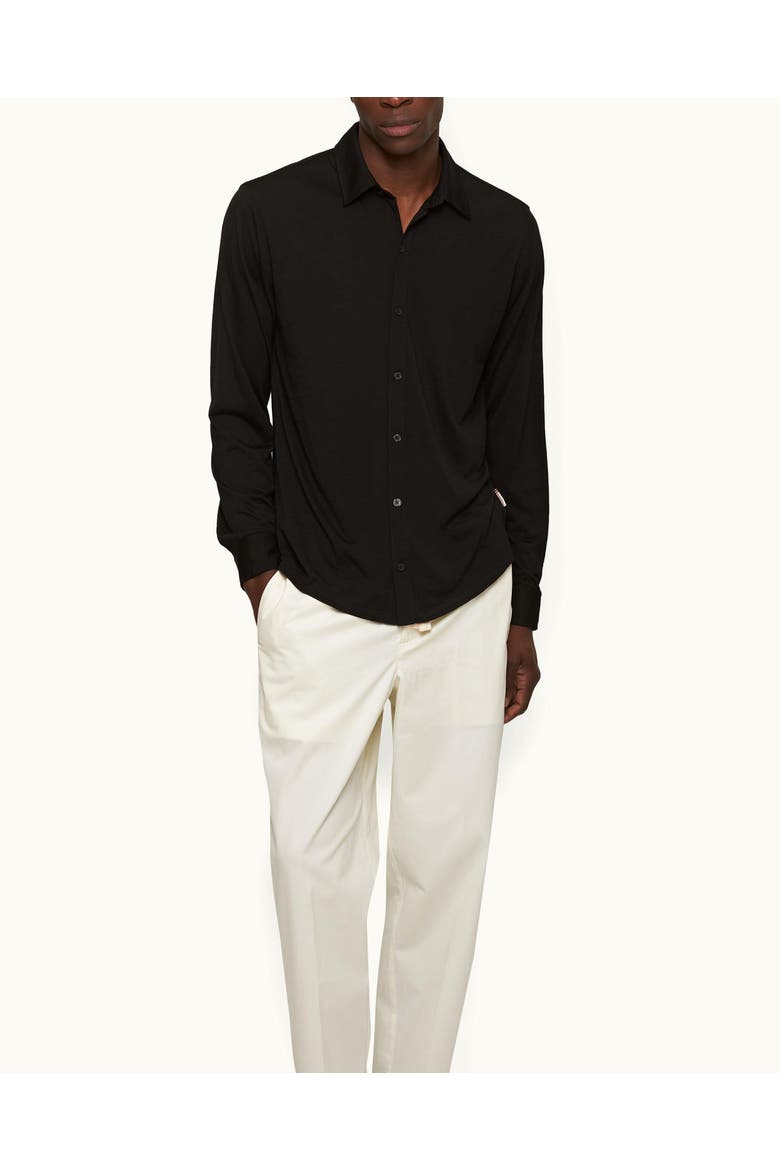 Giles Merino Tailored-Fit Shirt, Main, color, Black